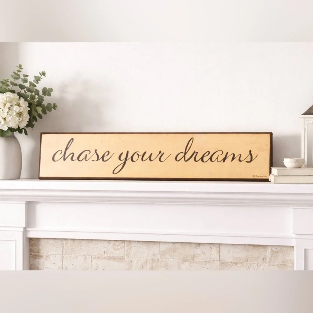 🔵 3/ $15 - Chase Your Dreams Wall or Shelf Decor - Cream and Bronze